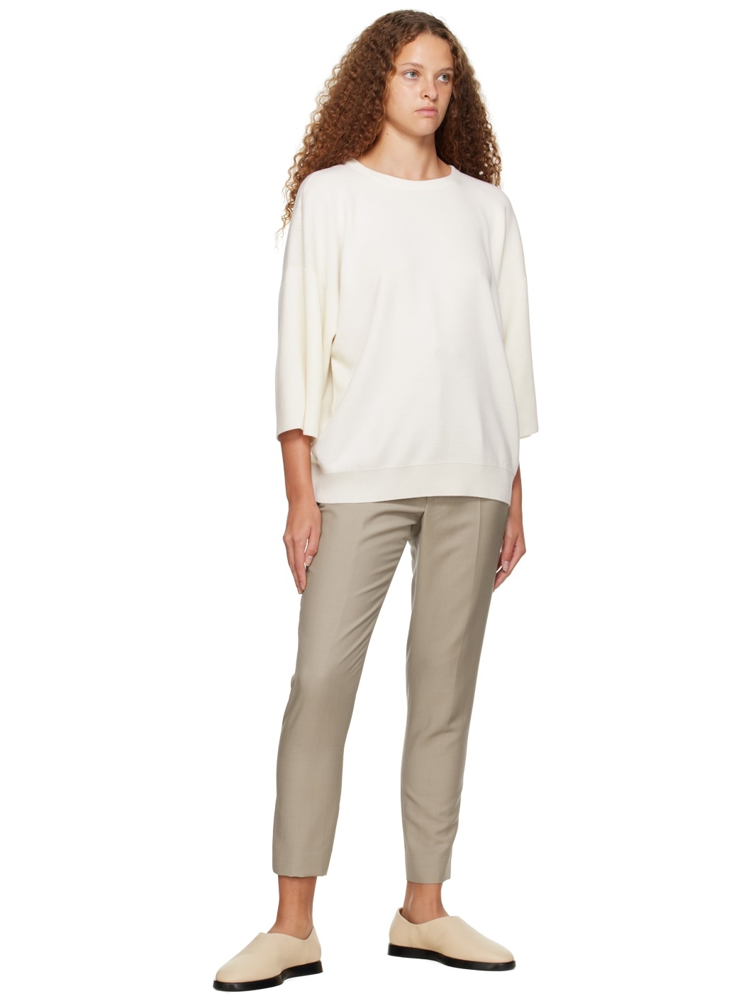 Beige Straight-Leg Trousers - 4