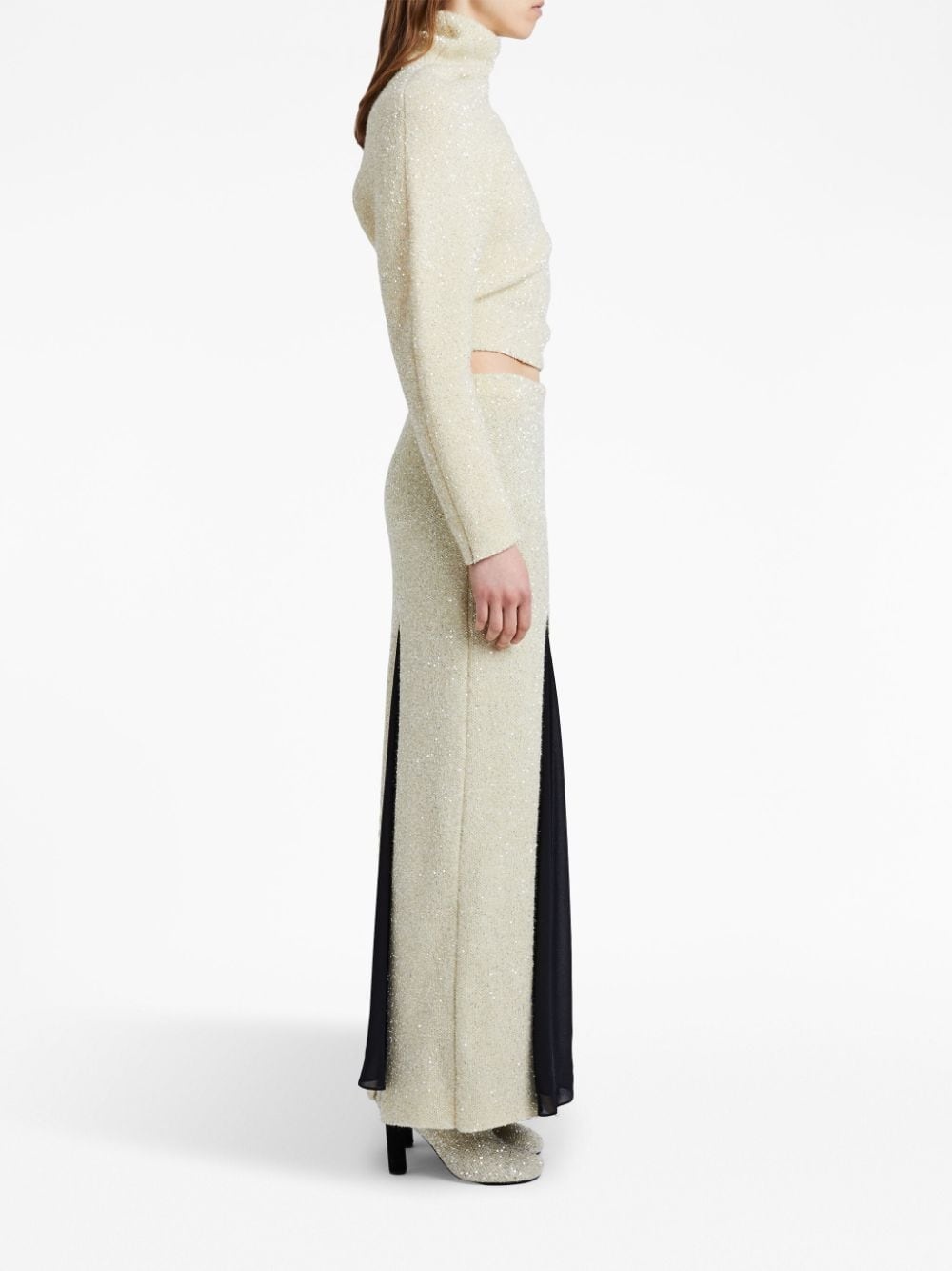 sequinned panelled maxi skirt - 3