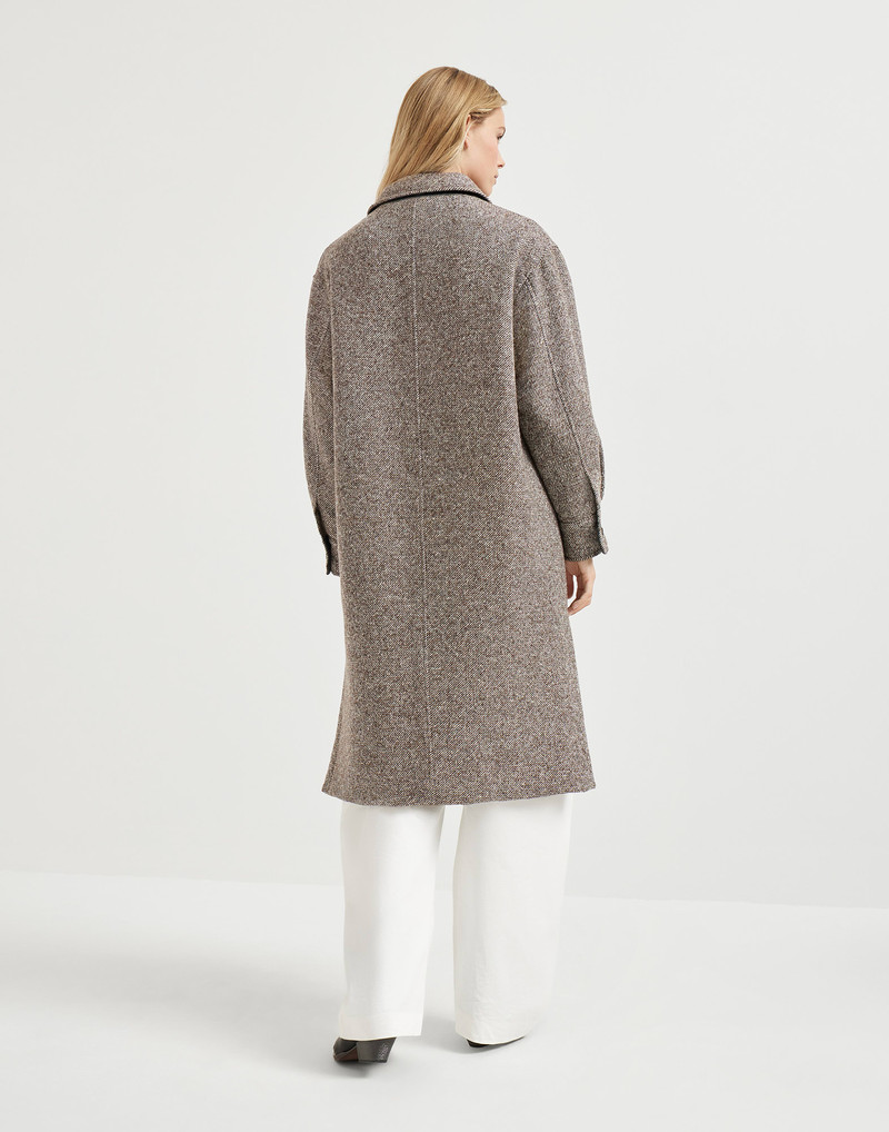 Brunello Cucinelli Virgin wool and silk mélange diagonal coat with Thermore® padding and monili outlook