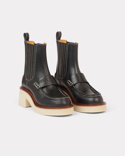KENZO Vegetable-tanned leather KENZOYAMA heeled Chelsea boots outlook