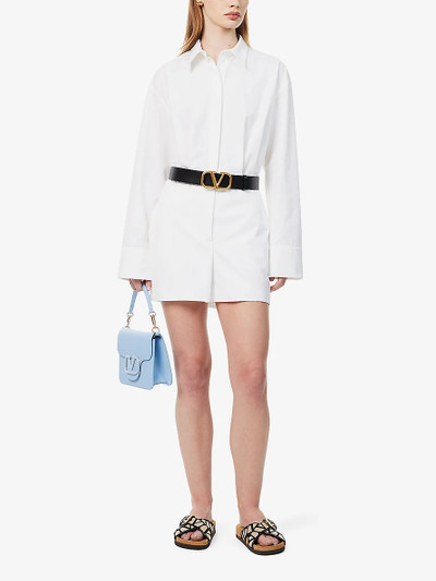 Valentino Collared pleated cotton playsuit outlook