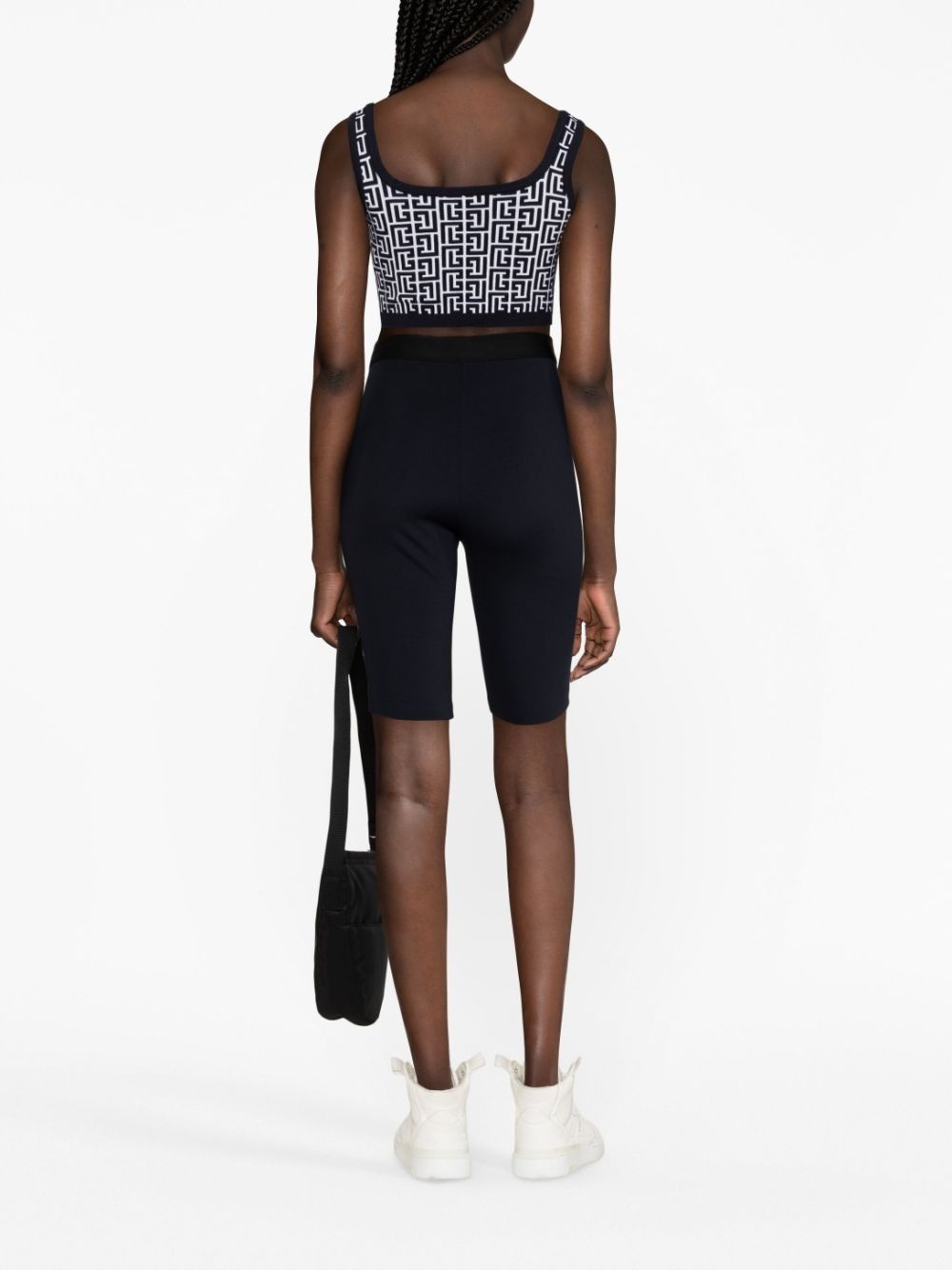 monogram-jacquard crop top - 8
