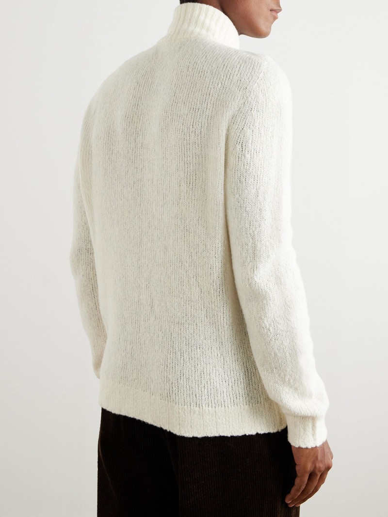 Merino Wool-Blend Zip-Up Cardigan Cream 3