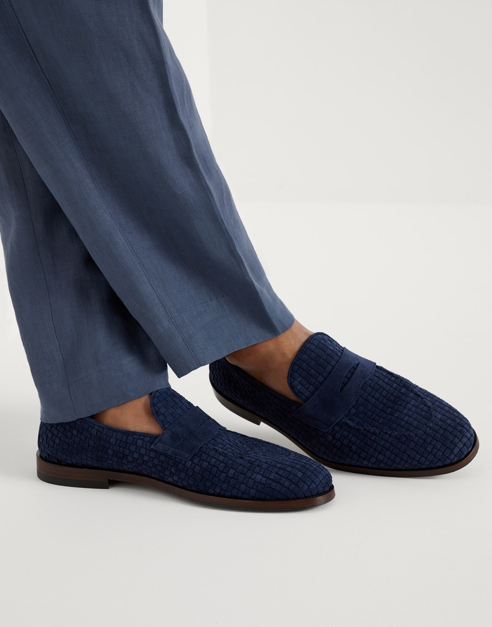 Woven suede penny loafers - 4