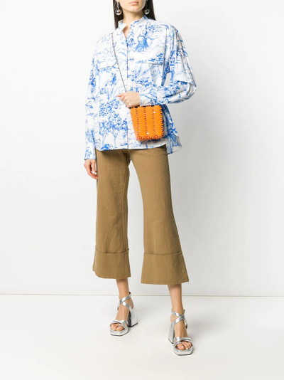 MSGM printed collarless shirt outlook