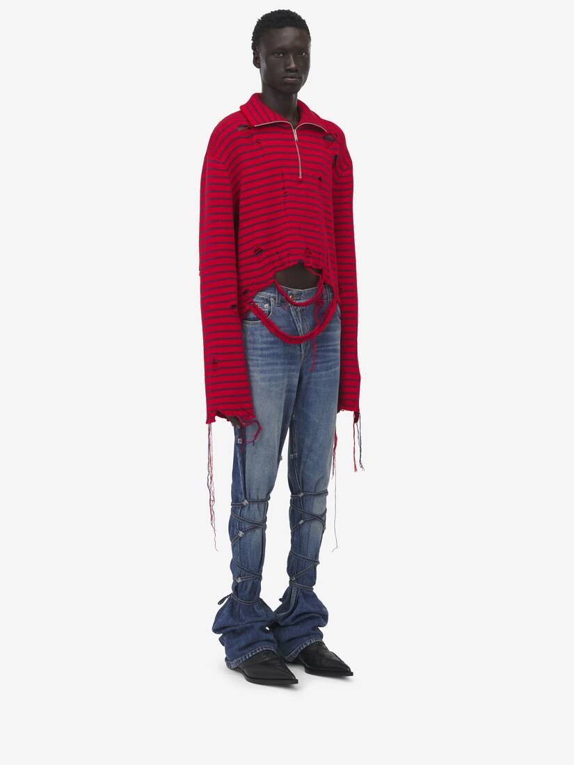 Distressed Striped Jumper - 3