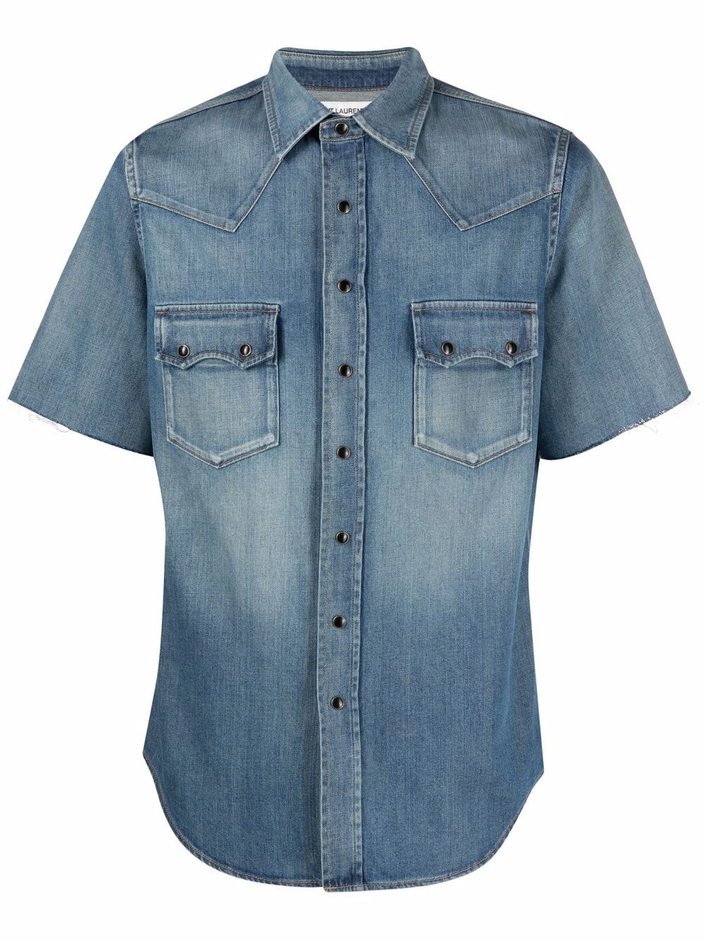 denim short-sleeve shirt - 1