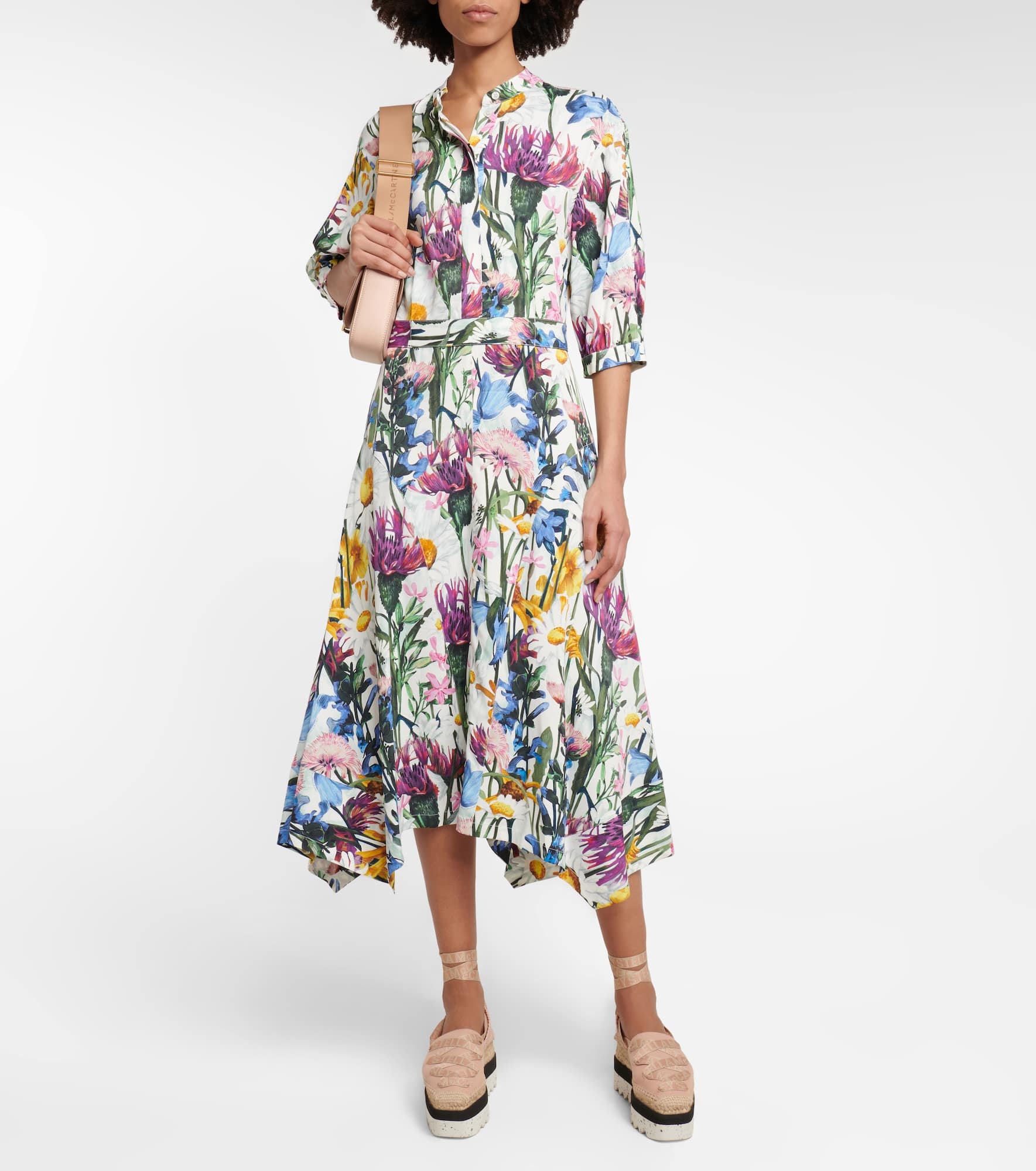 Floral satin midi dress - 2
