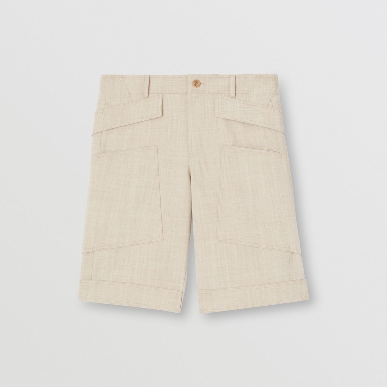 Cuff Detail Wool Cargo Shorts - 1