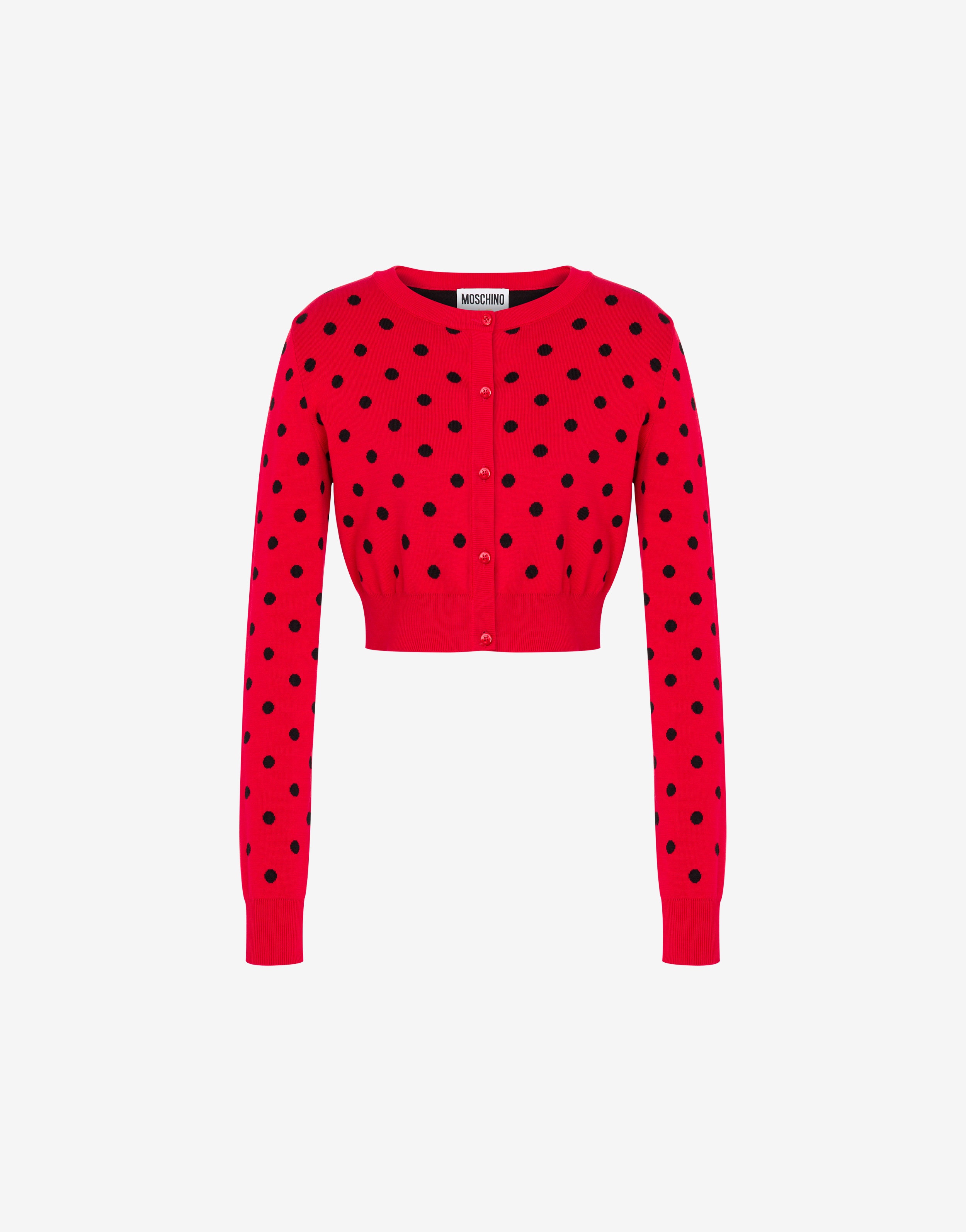 ALLOVER POLKA DOTS KNITTED CROPPED CARDIGAN - 1