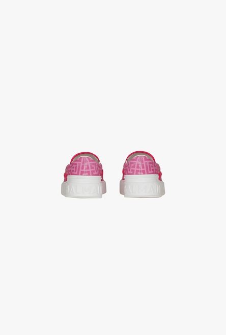 Balmain x Barbie - Pink monogrammed slip-on B-Court sneakers - 3