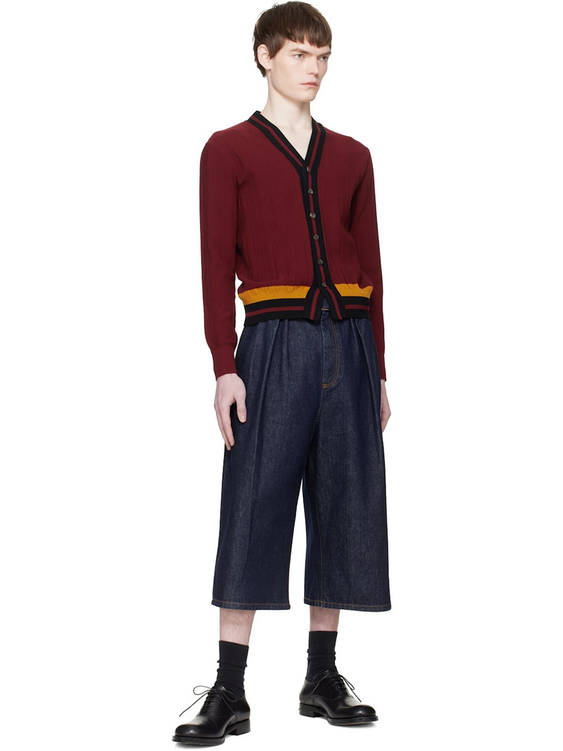 Dries Van Noten Red Block Stripe Cardigan outlook