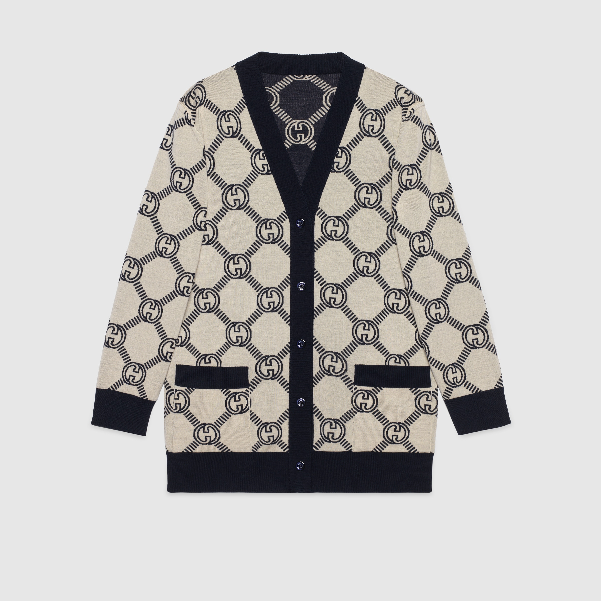 Reversible GG wool jacquard cardigan - 5