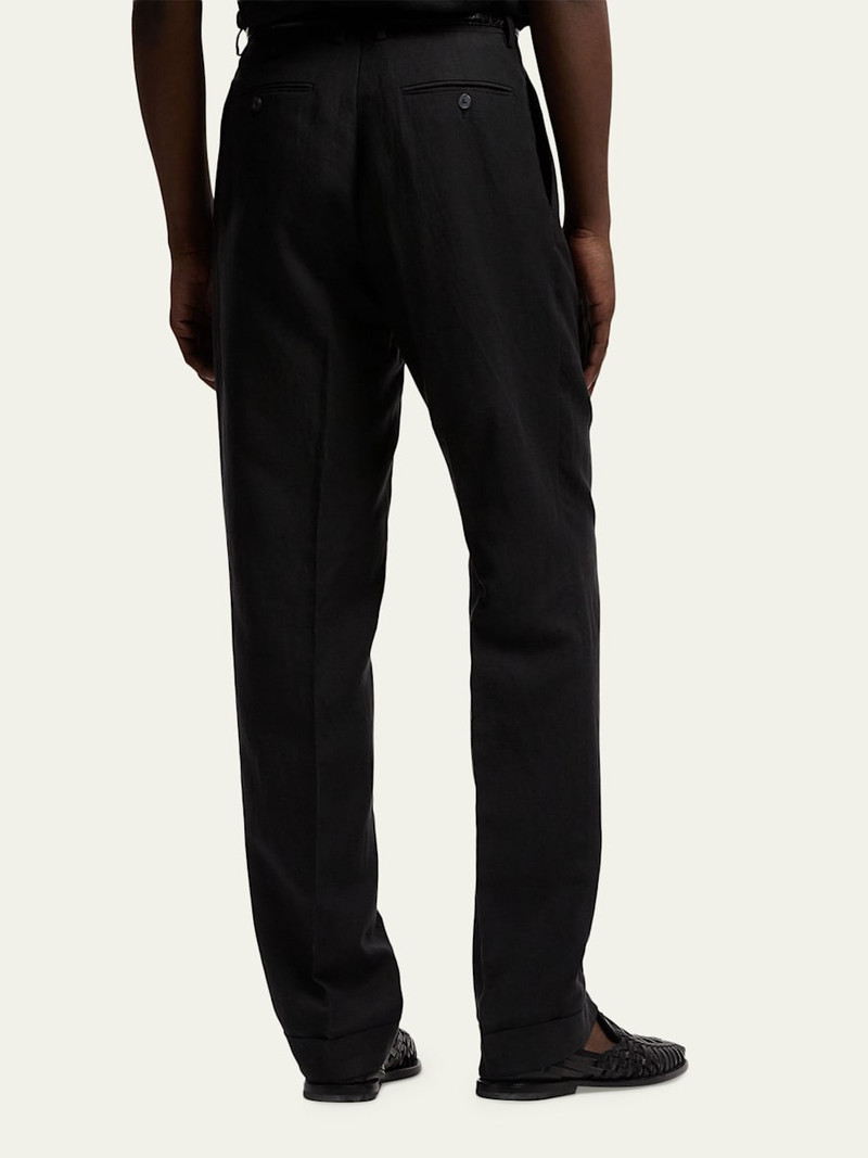 Men's Silk and Linen Straight-Leg Pleated Trousers 3