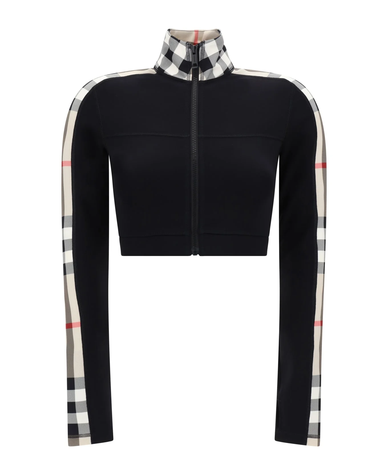 Vintage Check Panelled Cropped Top - 1