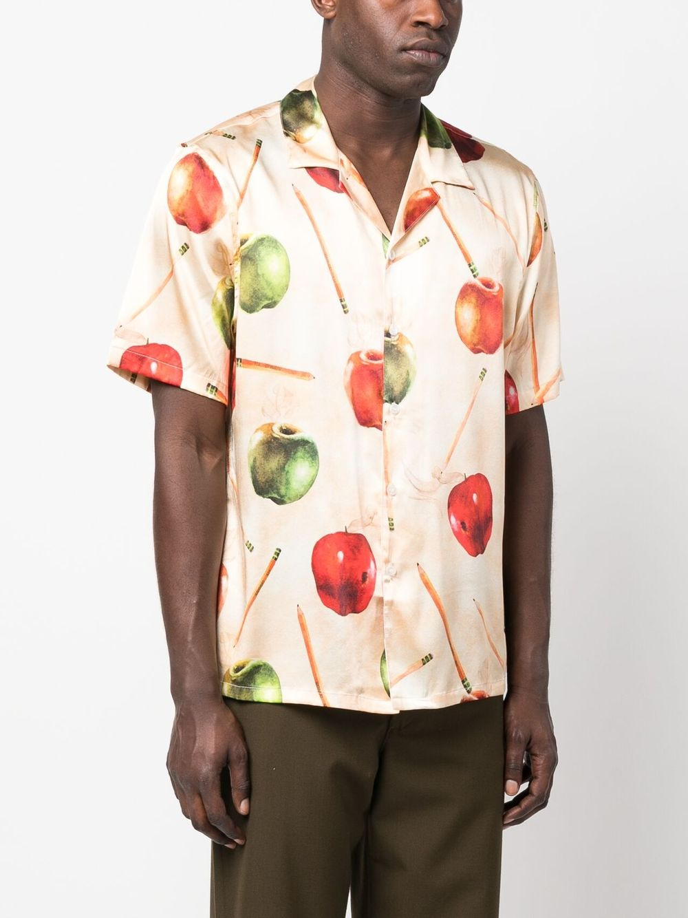 apple-motif silk shirt - 3