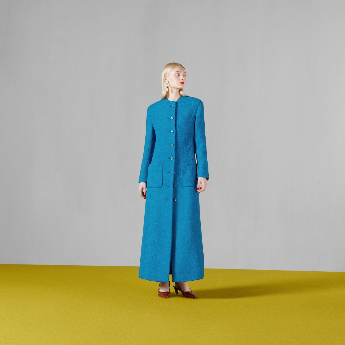 Bouclé wool coat with embroidery - 2