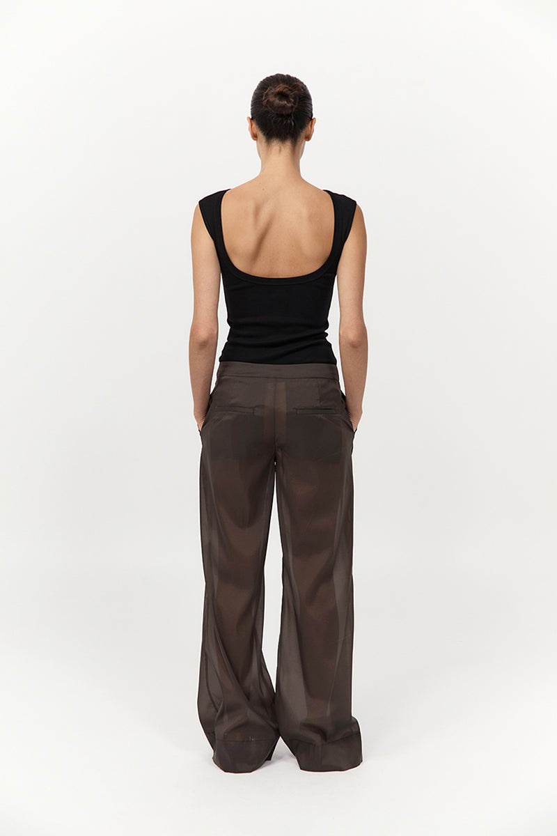 Tailored Transparent Pants - Black Olive - 6