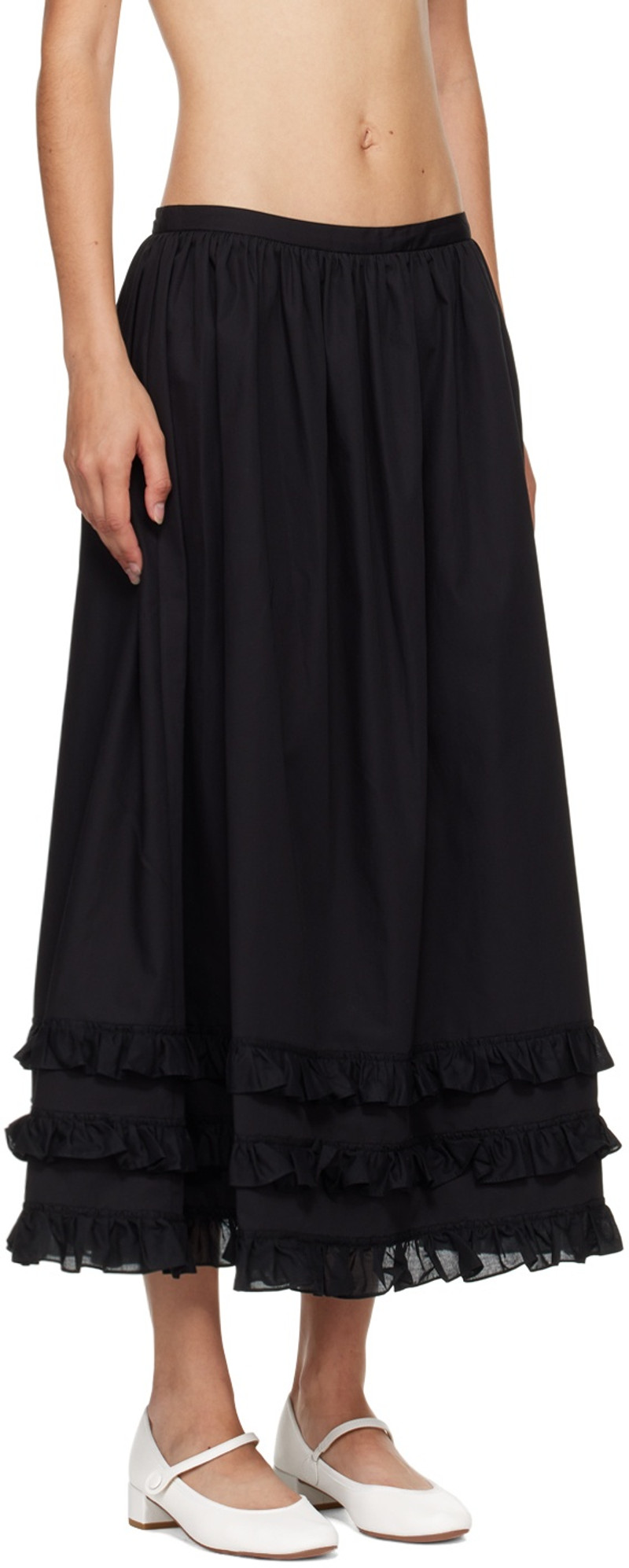 Molly Goddard Black Olive Midi Skirt outlook