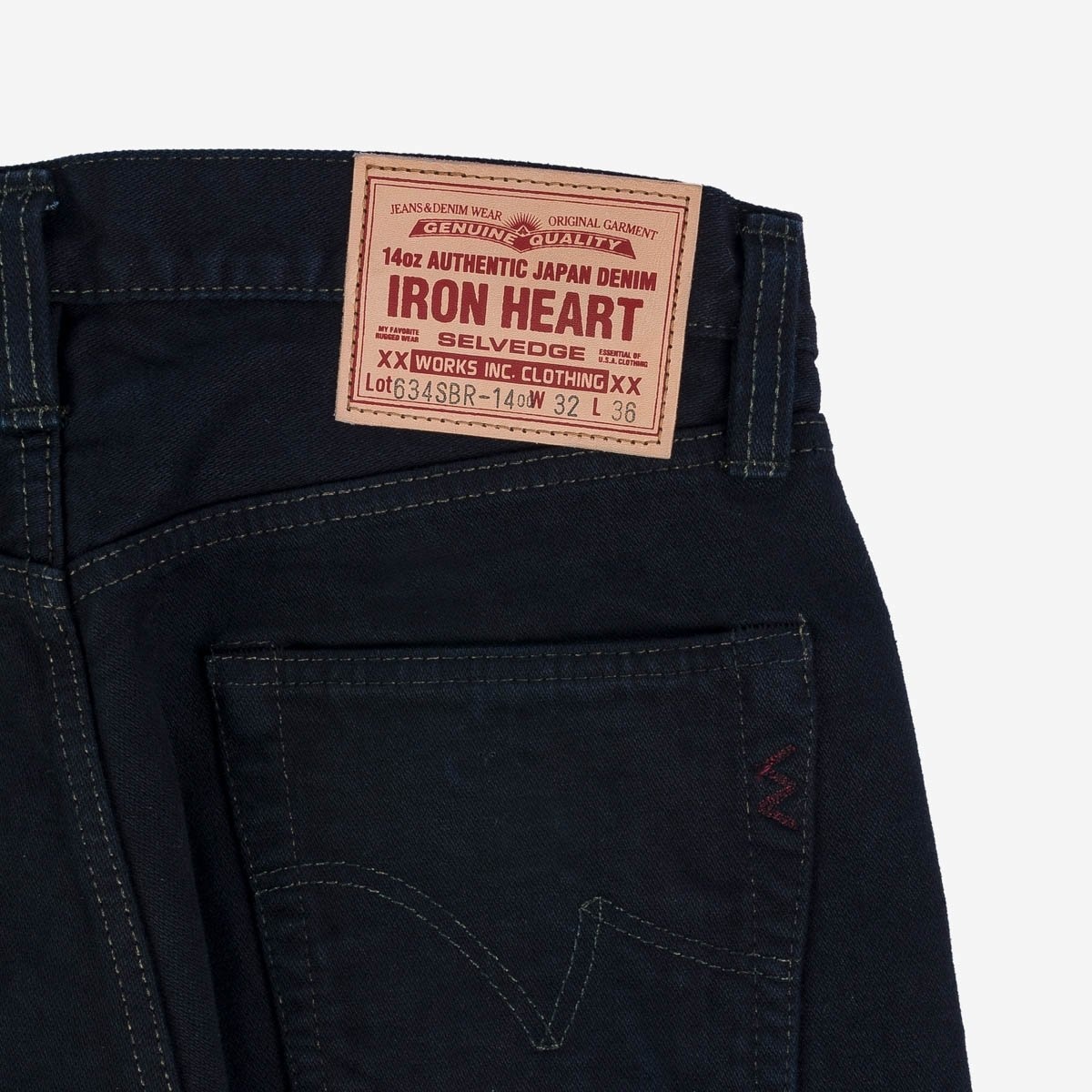 IH-634SBR-14od 14oz Broken Twill Selvedge Denim Straight Cut Jeans - Indigo Overdyed Black - 6