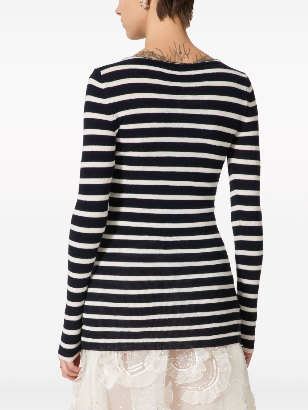 striped intarsia-knit jumper - 4