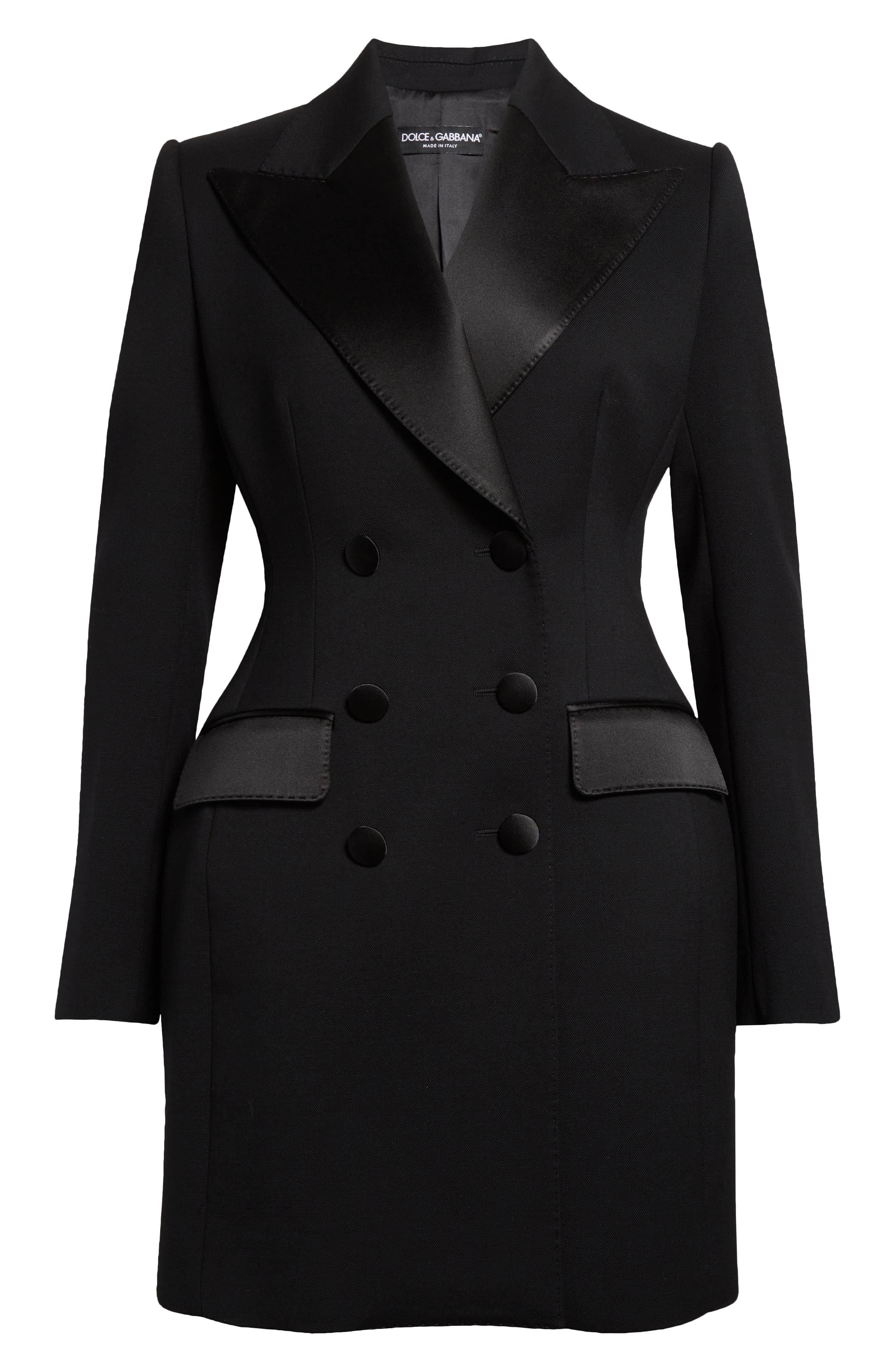 Dolce&Gabbana Hourglass Double Breasted Long Wool & Silk Blend Tuxedo Jacket in Nero at Nordstrom - 6
