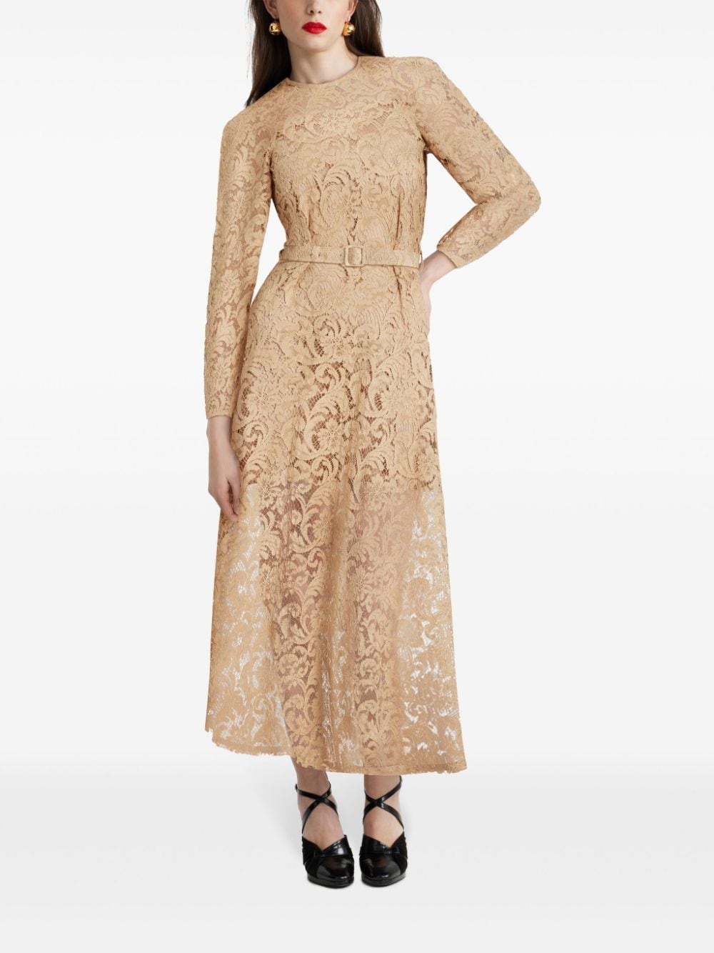 floral-lace organic-silk dress - 2