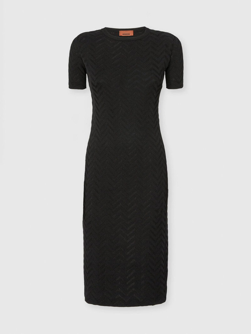 Chevron Cotton and Viscose Longuette Dress 1