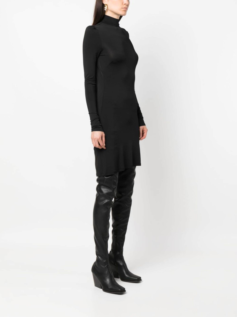 high-neck draped-back minidress 4