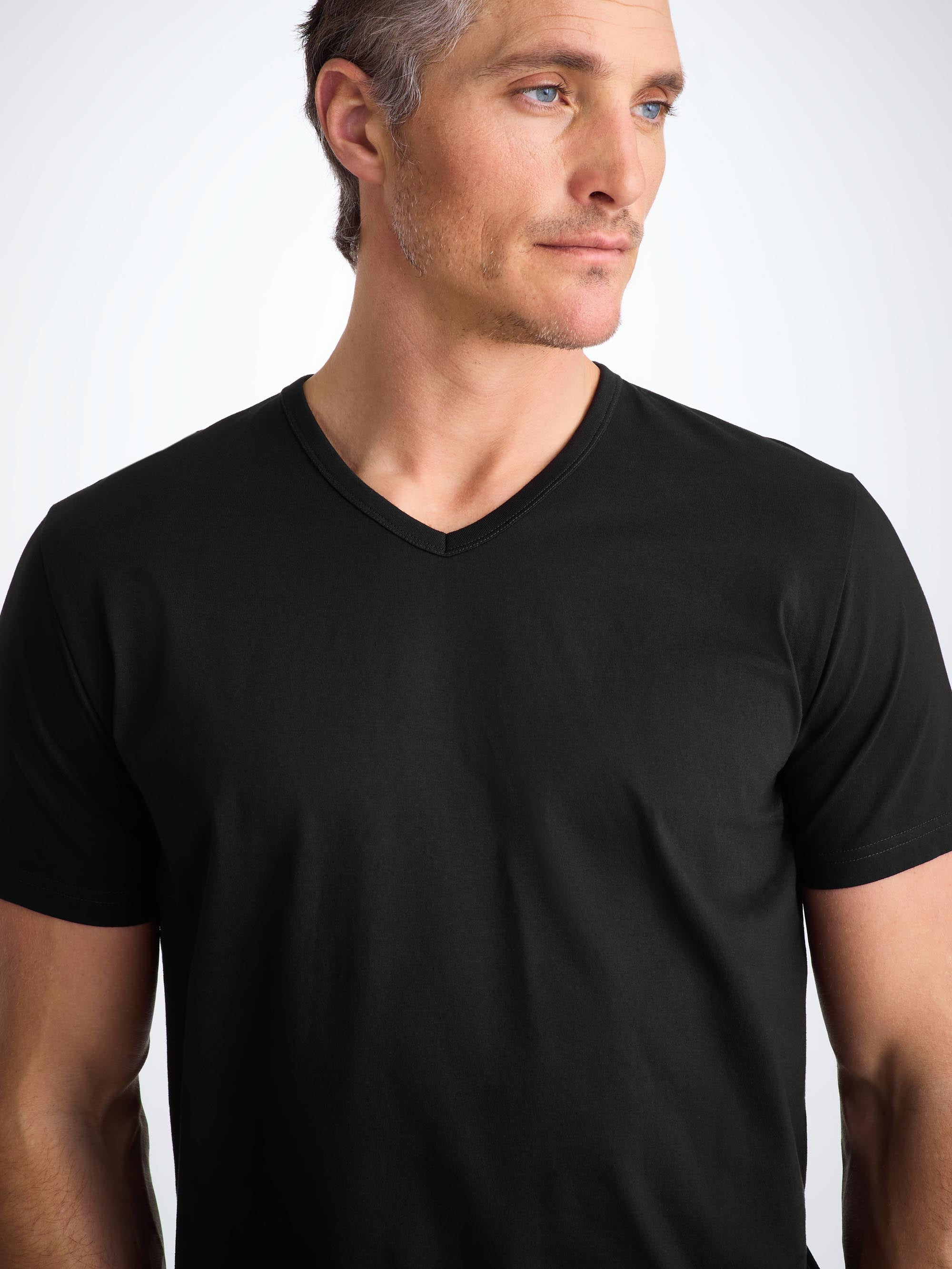 Men's V-Neck T-Shirt Barny Pima Cotton Black - 5