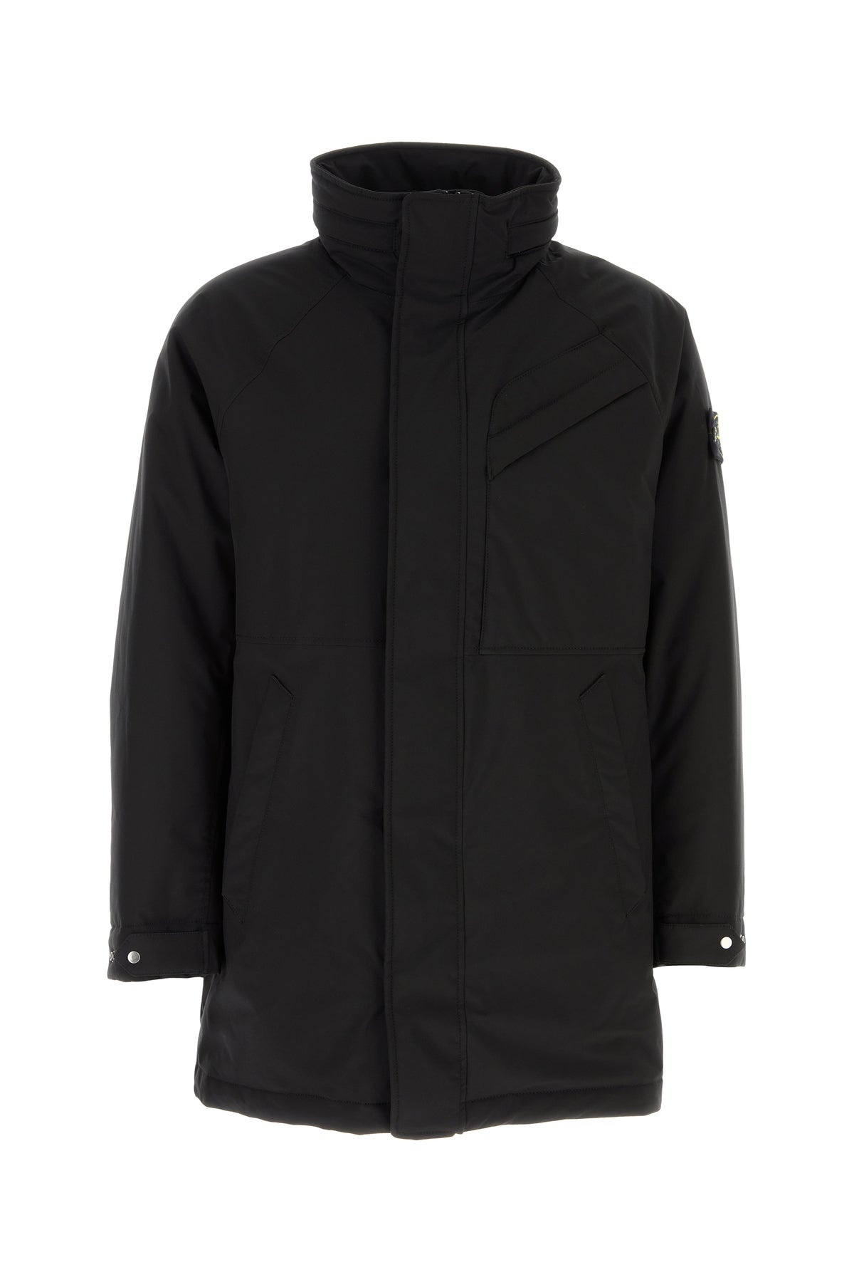 Black stretch polyester padded jacket - 1