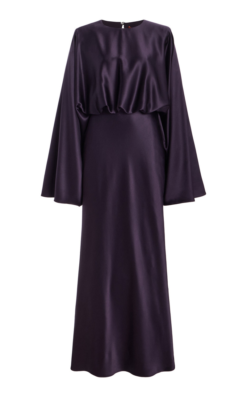 Evinka Draped Silk Maxi Dress purple 1