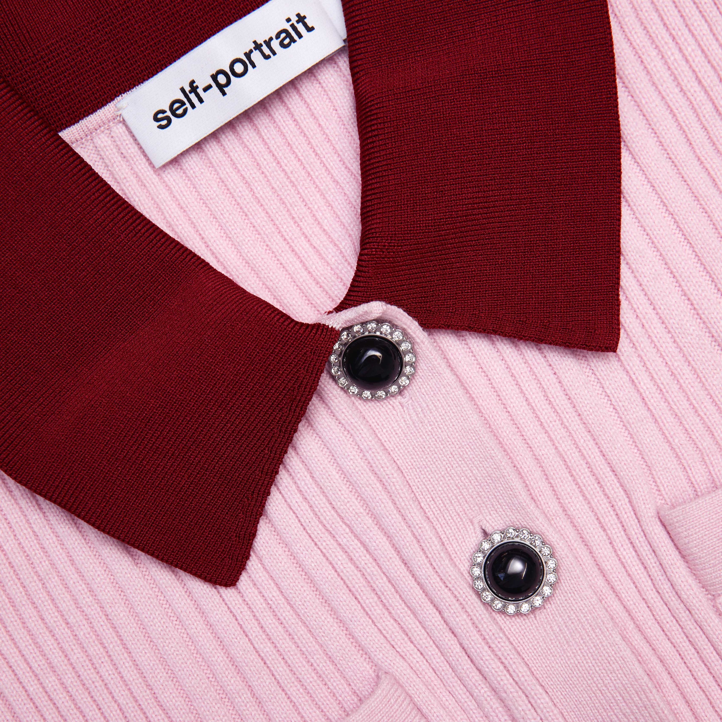 Pink Contrast Collar Knit Mini Dress - 5