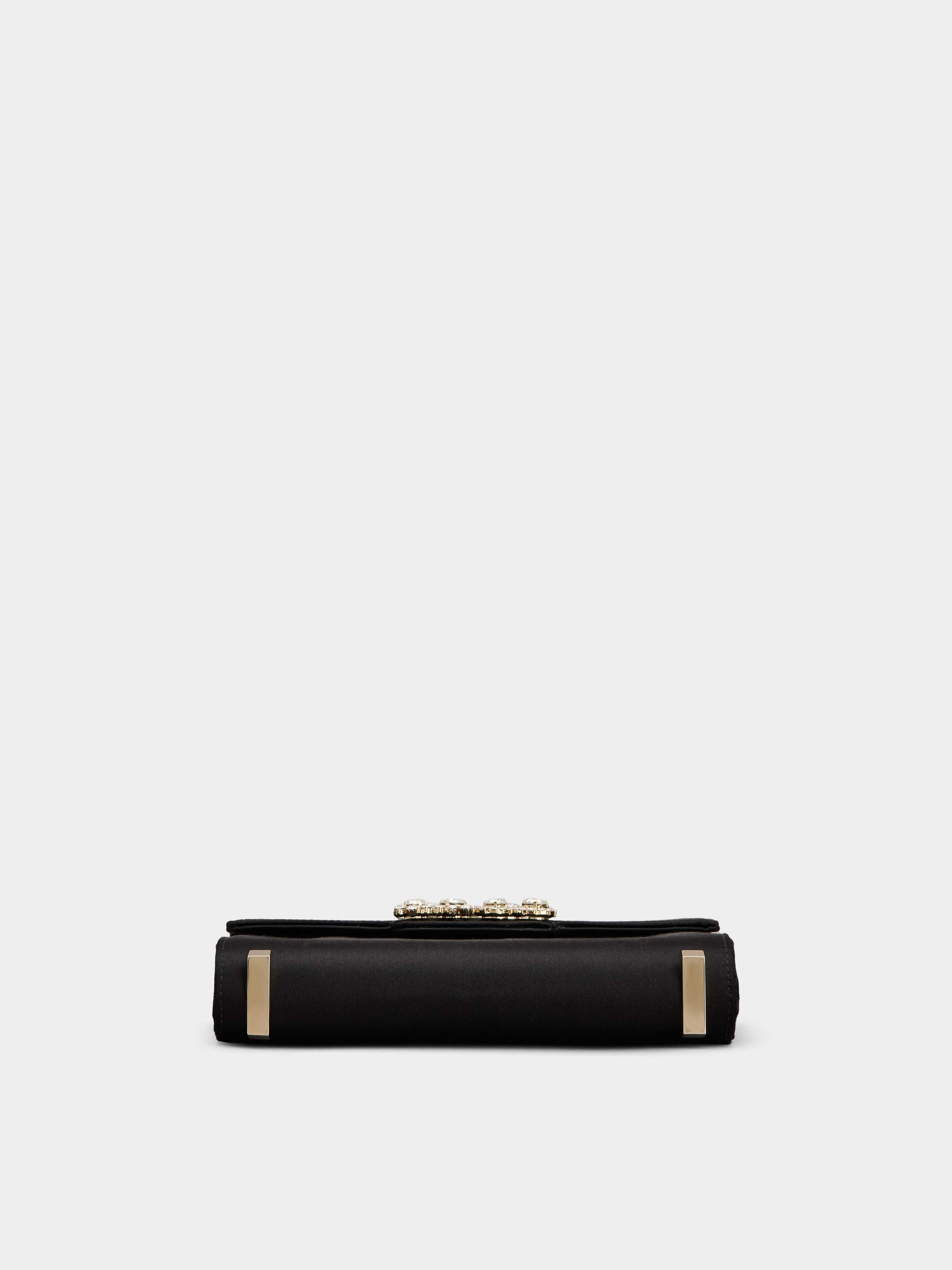 Flower Strass Jewel Buckle Clutch Bag Mini in Satin - 5