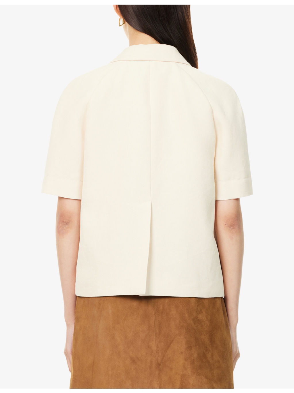 Horsebit Short-Sleeves Linen Jacket - 4