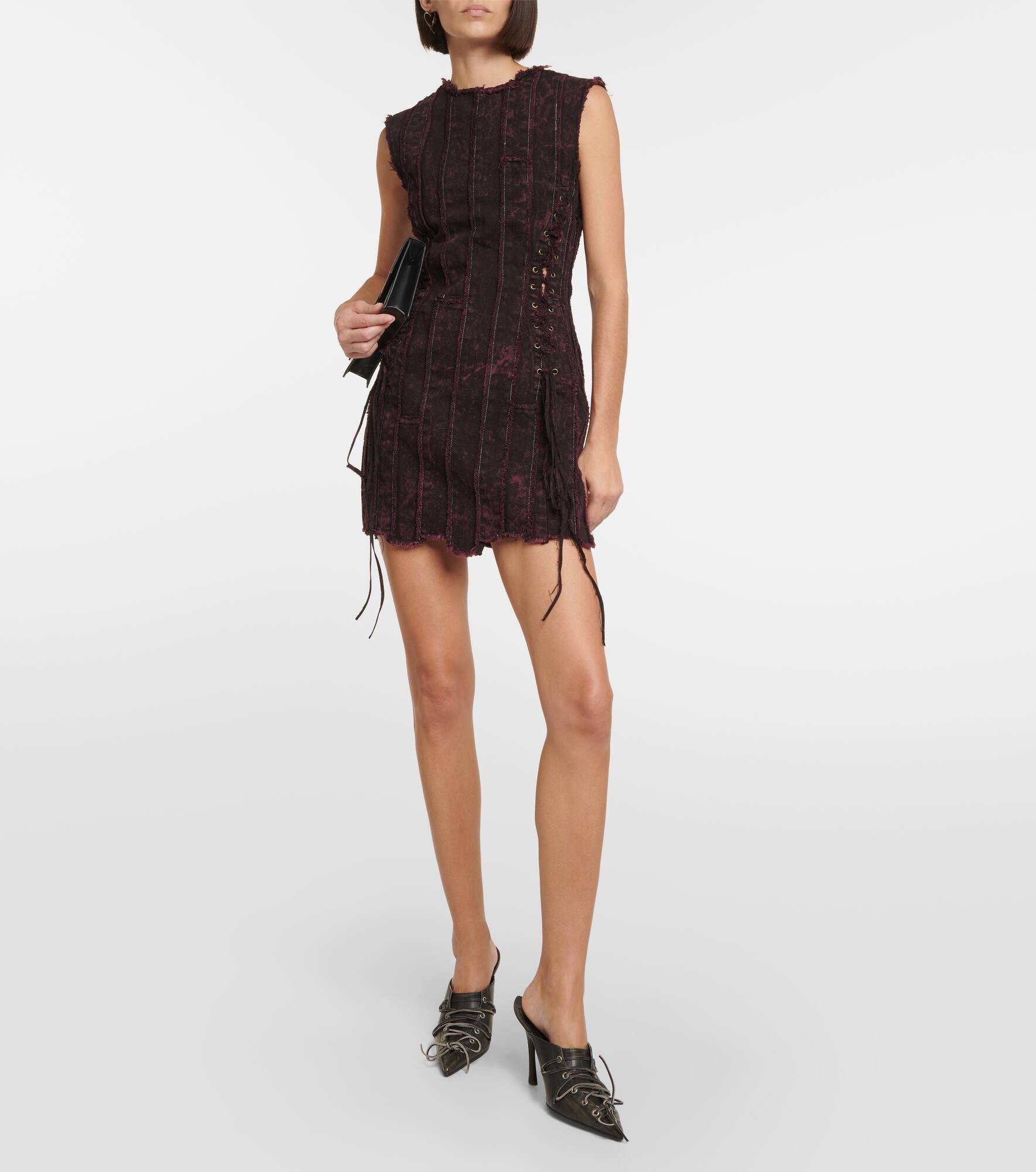 Denim paneled minidress - 2