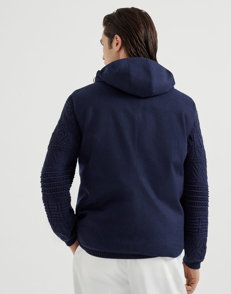 Brunello Cucinelli Bonded wool beaver cloth down vest with detachable hood outlook