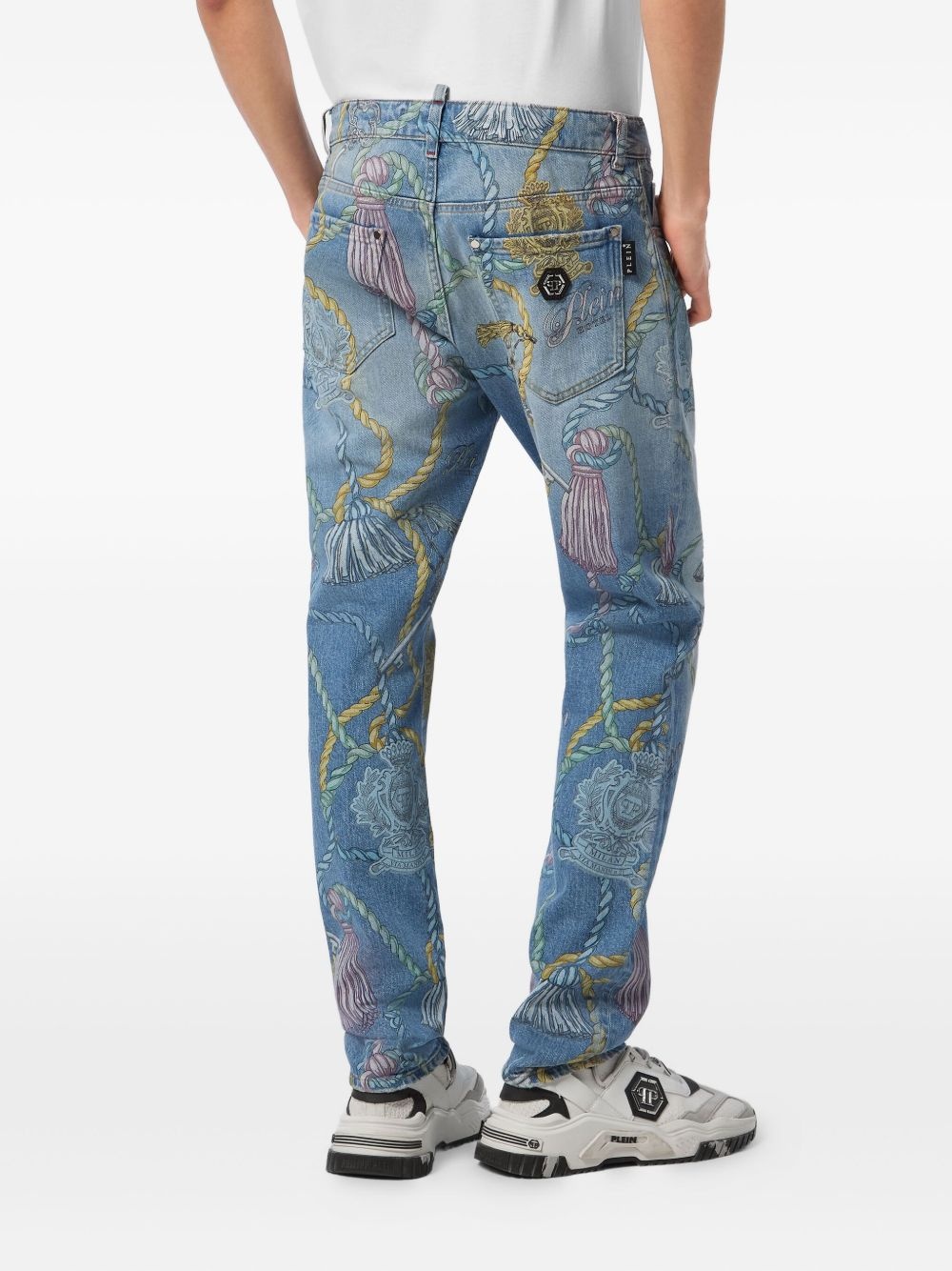 tassel-print jeans - 3