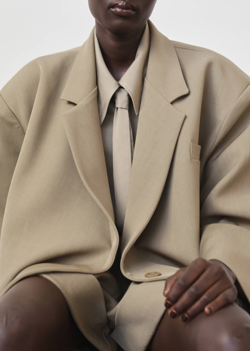 Silvan Neck Tie Shirt - Taupe 3
