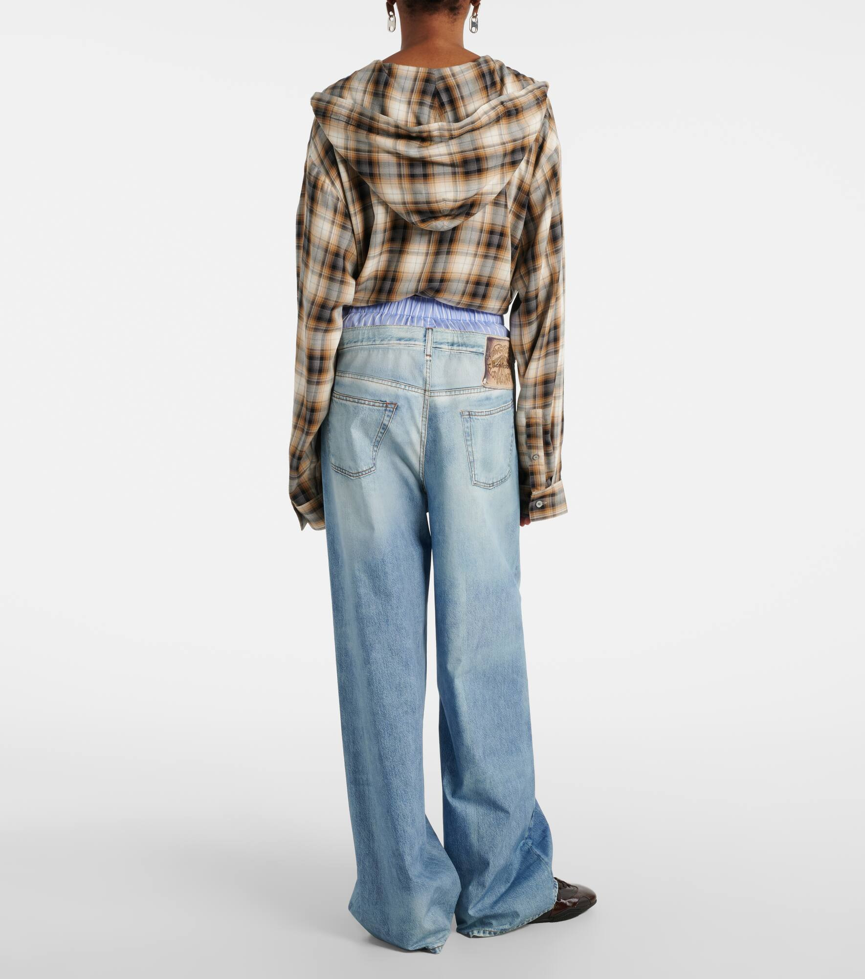 Trompe l'oeil cotton poplin wide-leg pants - 3