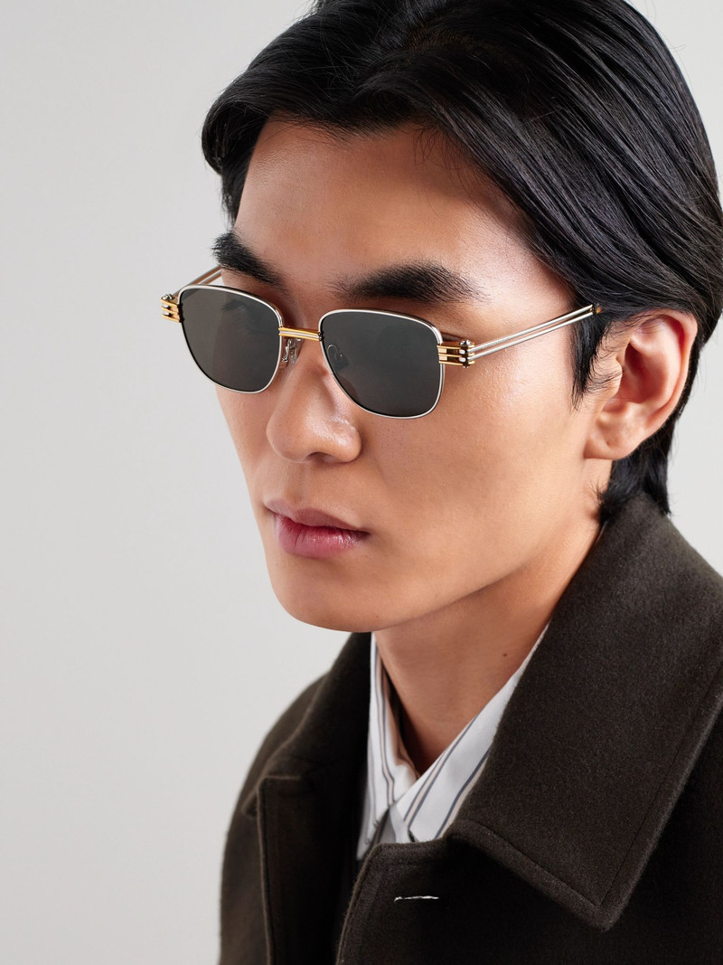 Bottega Veneta Square-Frame Gold- and Silver-Tone Sunglasses Silver outlook