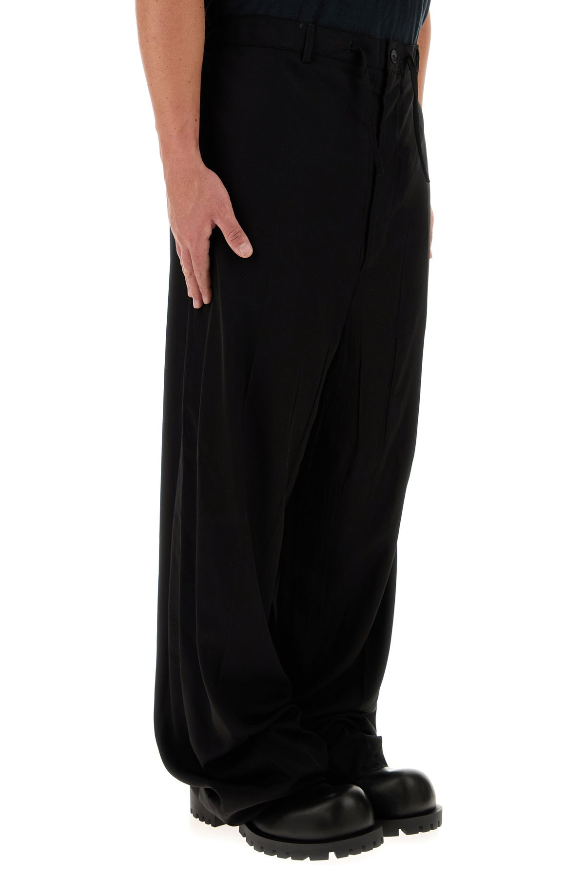 Black lyocell wide-leg pant - 3