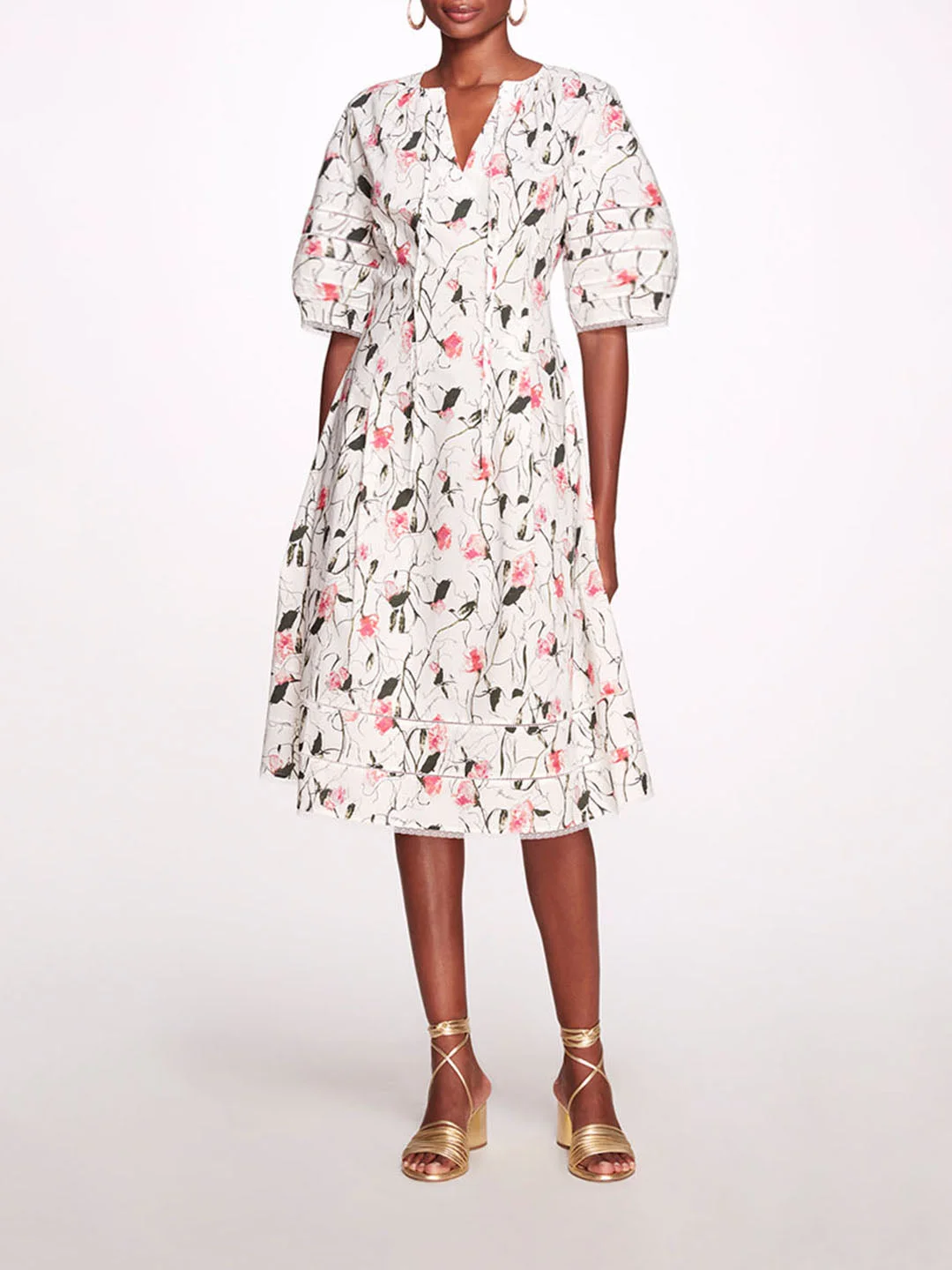 ASTER FLORAL PRINT & LACE MIDI - 1