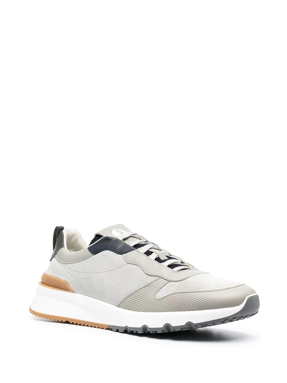 panelled low-top leather sneakers - 2