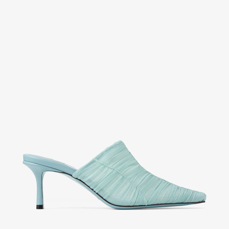 Lotta Mule 65 Teal Tulle Mules - 1