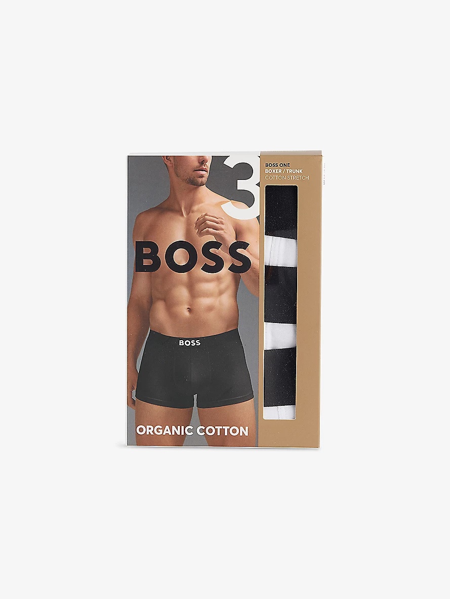 BOSS ONE x David Beckham Logo-Waistband Pack of Three Stretch-Cotton Trunks - 2