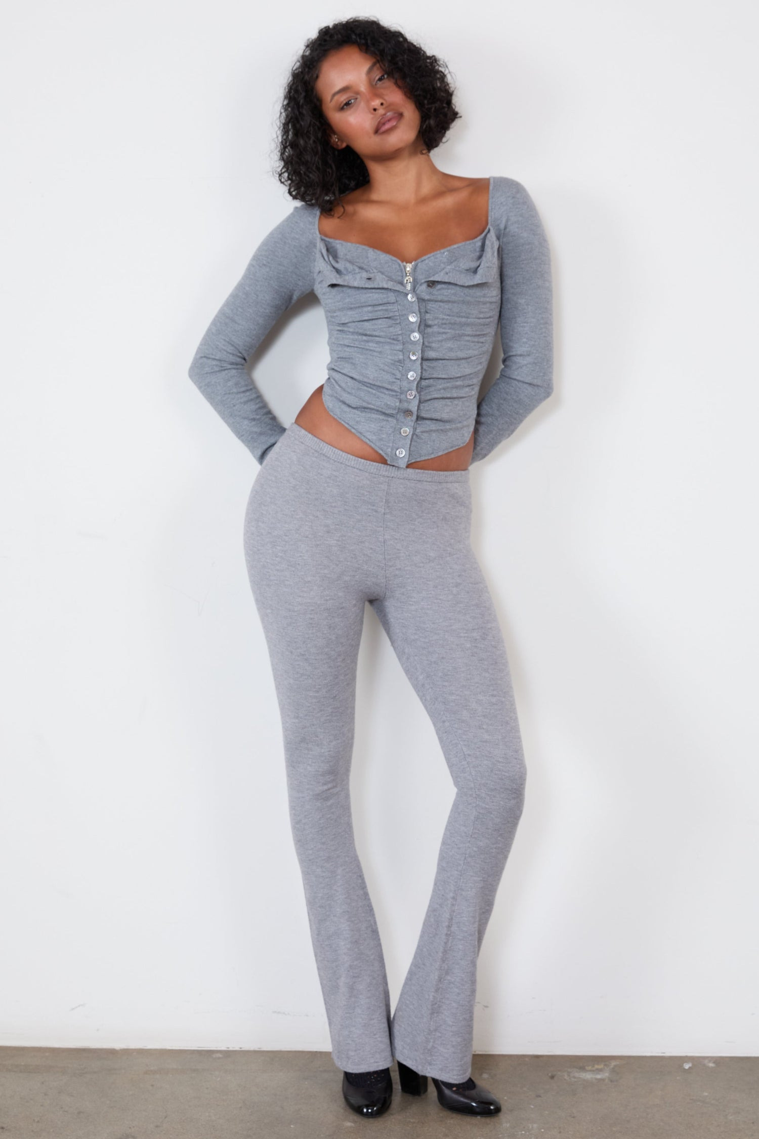 ALIA PANT - HEATHER GREY - 1