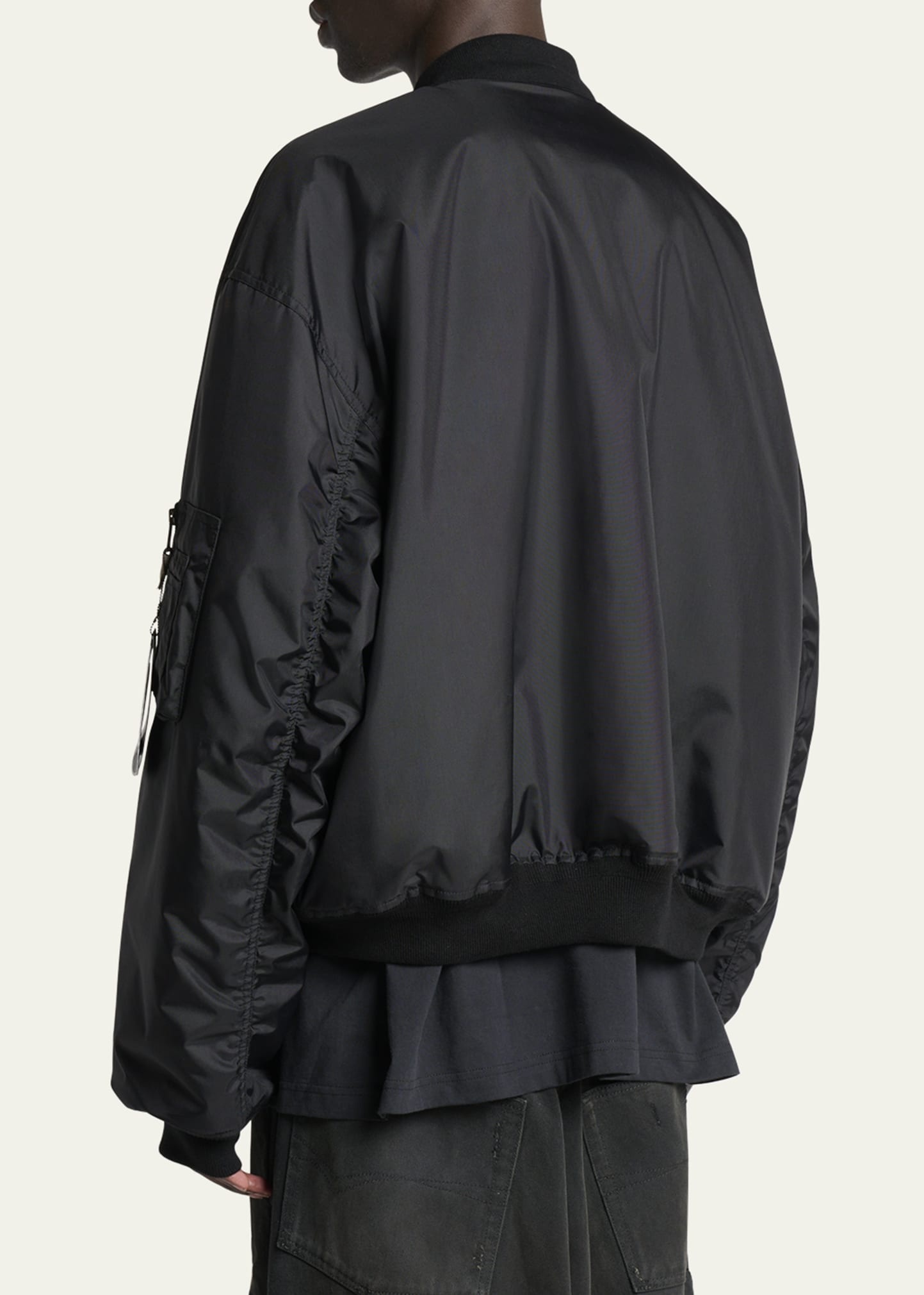 Men's Crest Patch Oversized Nylon Bomber Jacket - 3