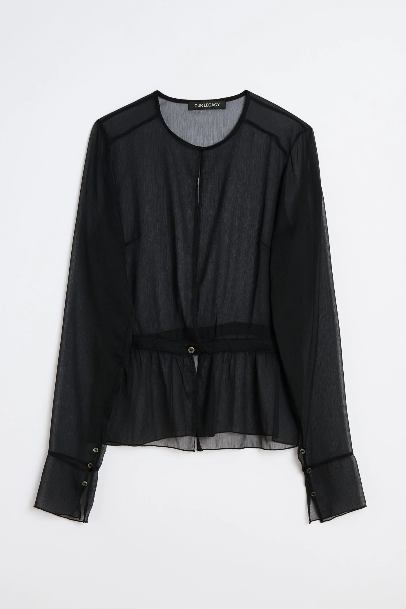 Our Legacy Waist Blouse Crinkle Black Veil Poly - 1