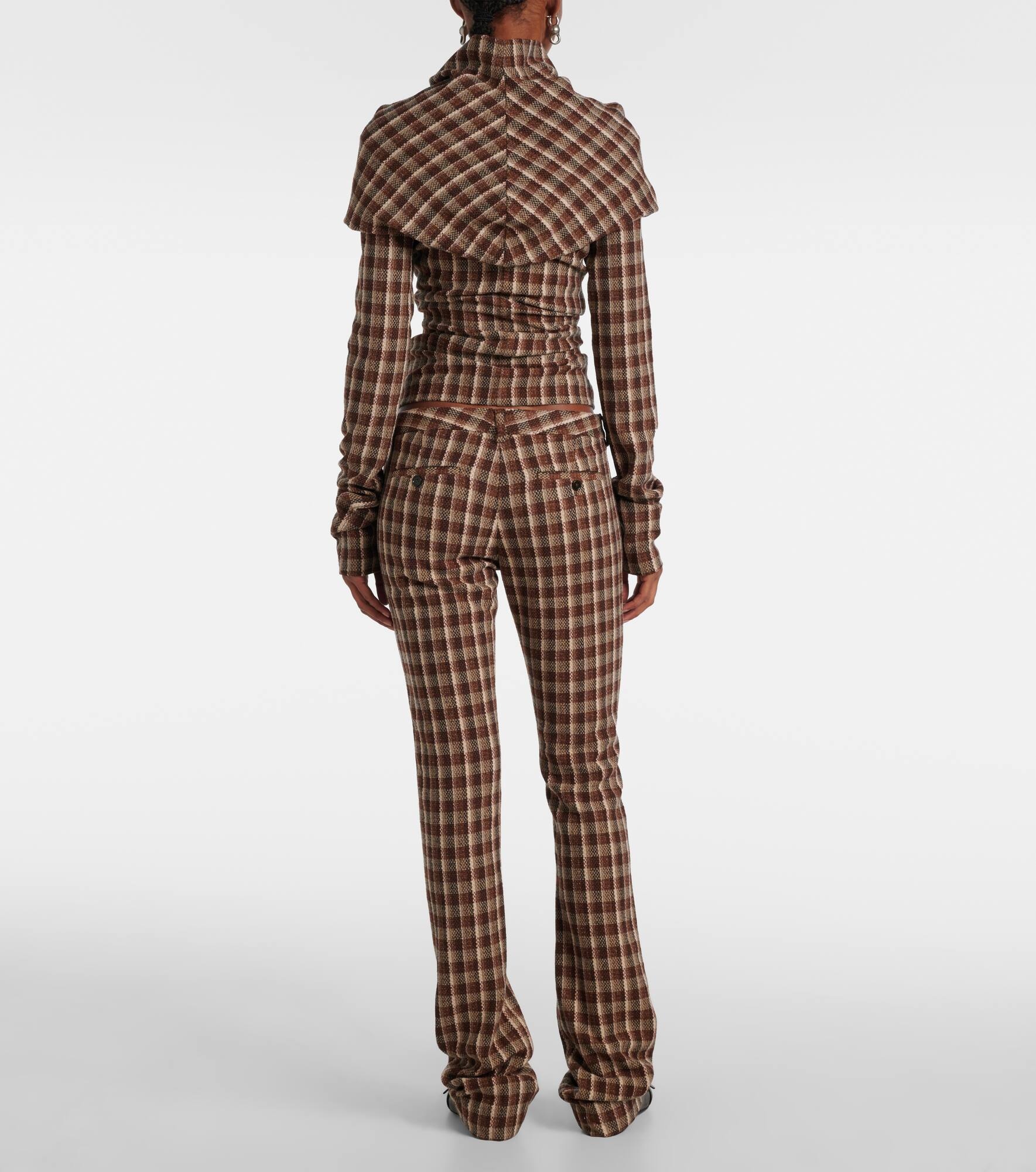 Checked wool and cotton-blend flared pants - 3